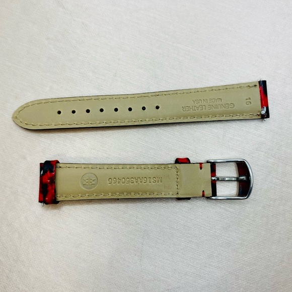 EUC MICHELE 16mm Red/Black Leopard Print Genuine Leather Replacement Band Strap - Picture 13 of 13